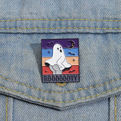 Funny Booooty Ghost Enamel Pin Badge Booty Scary Pun Spooky Halloween