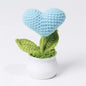 Crochet Knitted Artificial Flower Plant in Pot - Hand Woven Potted Desk Desktop Home Decor Gift Ornament