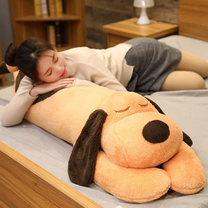 90-150cm Giant Large Dog Plush Toy Long Body Pillow in Brown or White