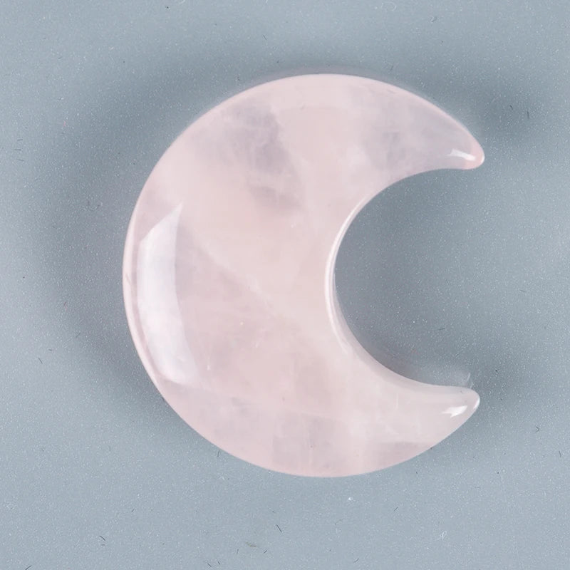 Crystal Mini Crescent Moon Ornament  – Hand-Carved Natural Stones for Chakra Energy Healing & Home Décor