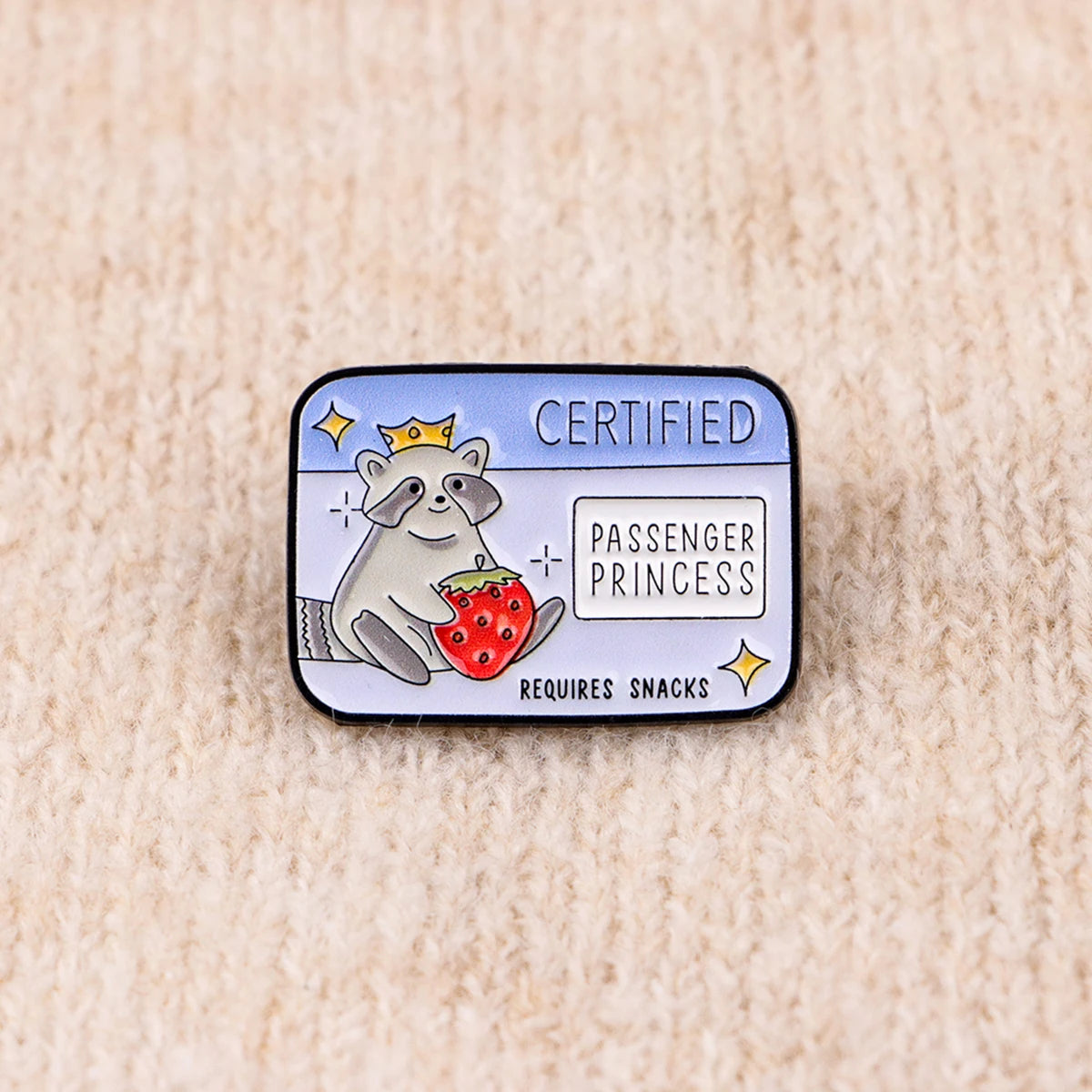 Certified Passenger Princess Enamel Pin Badge Funny Cute Raccoon Brooch Lapel Clothing Accessories Animal