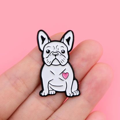 Dog Lover French Bulldog Enamel Brooch Lapel Pin Badge Novelty Gift