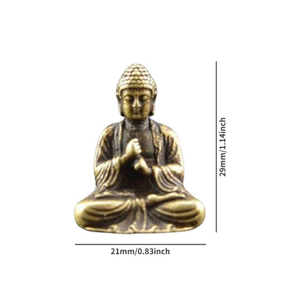 Set of 2 Mini Brass Copper Metal Buddha Figurine – Desk Buddy Ornament Collectible