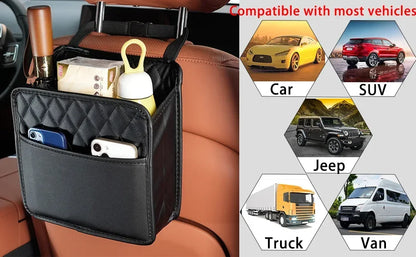 Multi-Functional Car Storage Bag Bin Unit PU Leather - Suitable For Most Vehicles