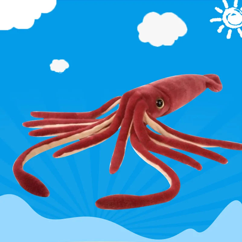 75cm Giant Squid Plush Soft Toy – Wine Red Cartoon Sea Creature