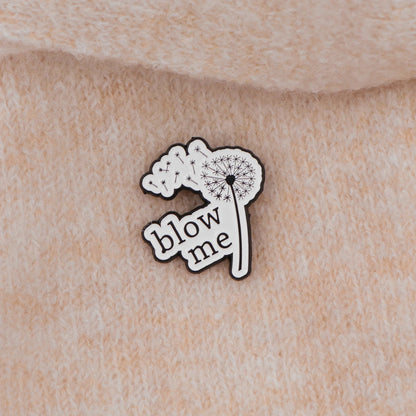 Blow Me Funny Dandelion Sarcastic Enamel Brooch Lapel Pin Badge Novelty Gift