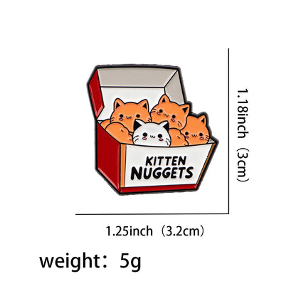 Kitten Nuggets Cute Funny Cat Enamel Brooch Lapel Pin Badge Novelty Gift