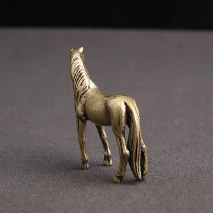 Mini Brass Copper Metal Horse Figurine – Desk Buddy Ornament Collectible