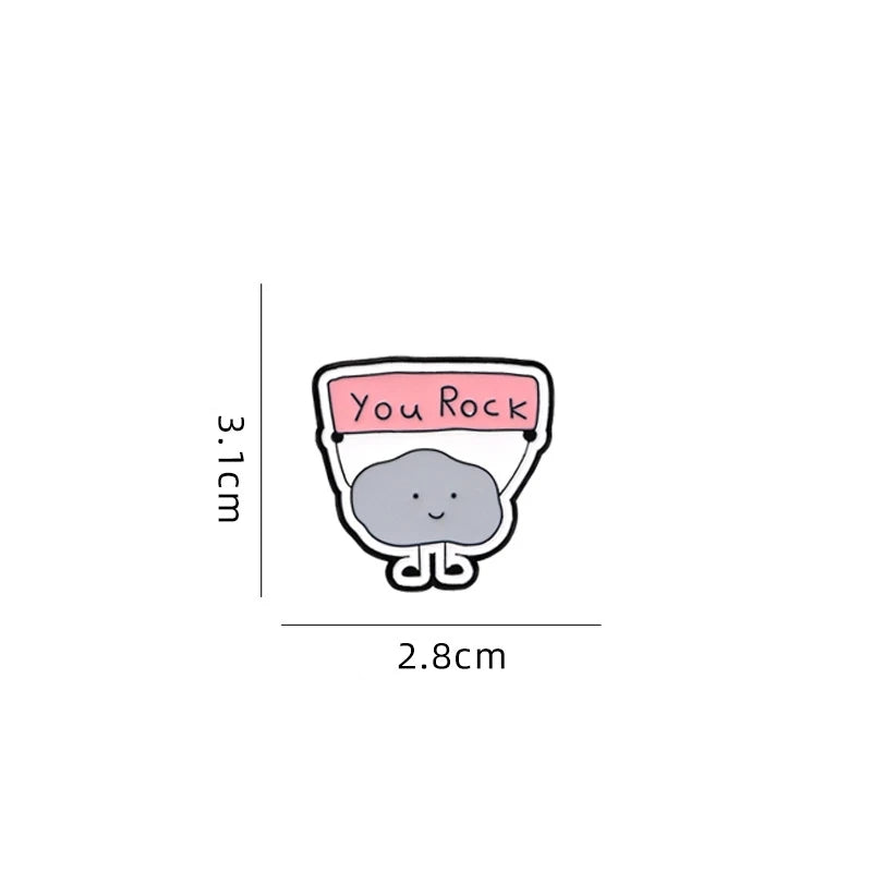 You Rock Cute Cartoon Enamel Brooch Lapel Pin Badge Bag Clothing Hat Accessory Gift