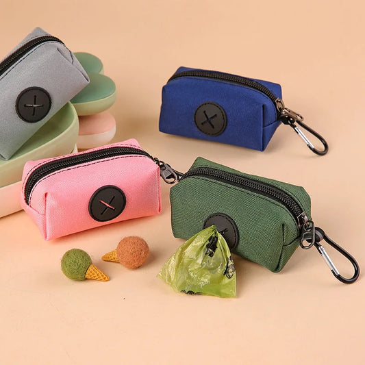 Canvas Dog Poop Bag Holder – Clip-On Pet Waste Bag Dispenser with Carabiner