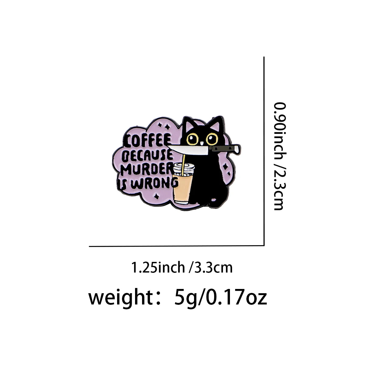 Funny Black Cat Enamel Pin Badge Coffee Brooch Lapel Backpack Clothing Accessories