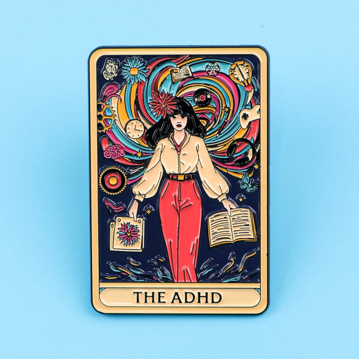The ADHD Tarot Card Funny Enamel Brooch Lapel Pin Badge ADHD Neurodivergent