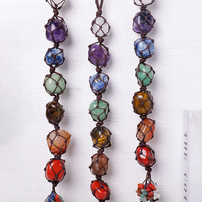 1pc Natural Crystal Chakra Pendant – Tumbled Healing Stone Home Car Charm for Energy, Yoga & Meditation