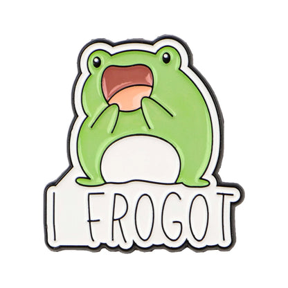 I Frogot Funny Silly Frog Enamel Brooch Lapel Pin Badge Novelty Gift