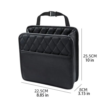 Multi-Functional Car Storage Bag Bin Unit PU Leather - Suitable For Most Vehicles