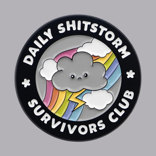 Daily S**tstorm Survivors Club Funny Sarcastic Enamel Brooch Lapel Pin Badge Novelty Gift
