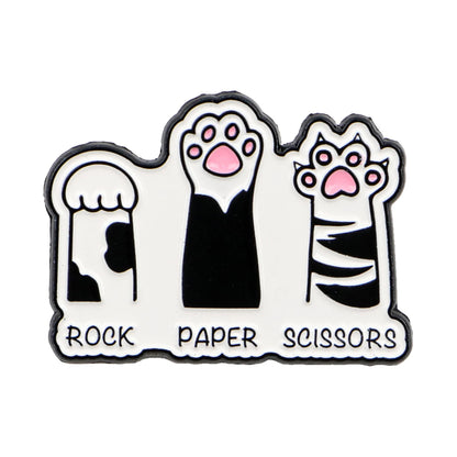 Rock Paper Scissors Funny Cute Cat Paw Enamel Brooch Lapel Pin Badge Novelty Gift