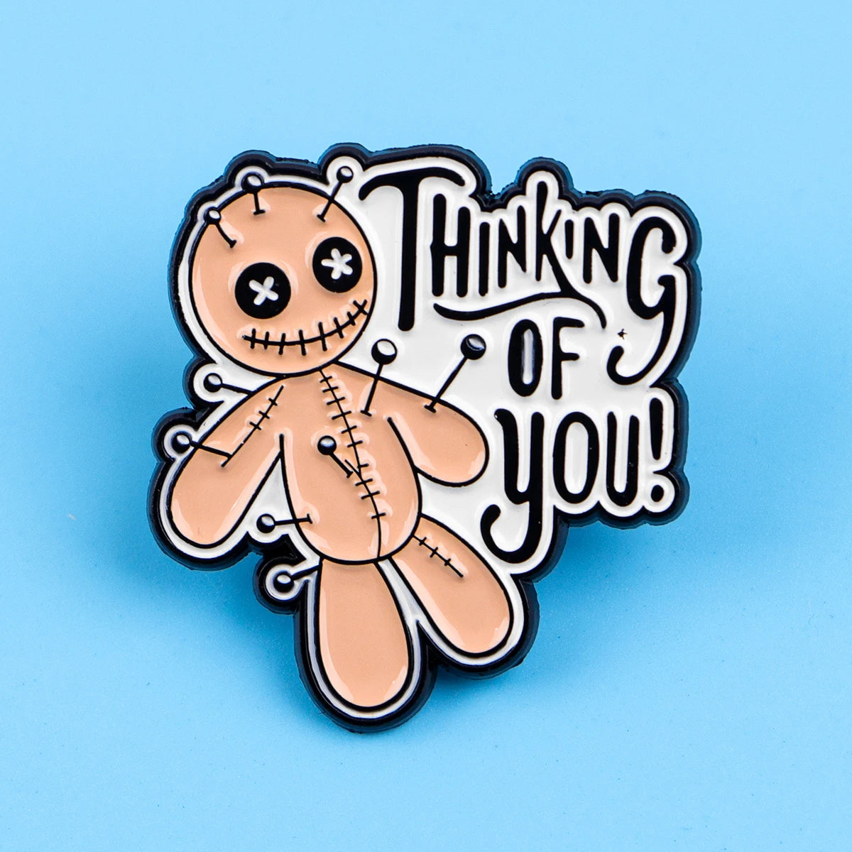 Thinking of You Funny Voodoo Doll Witchcraft Enamel Brooch Lapel Pin Badge Novelty Gift
