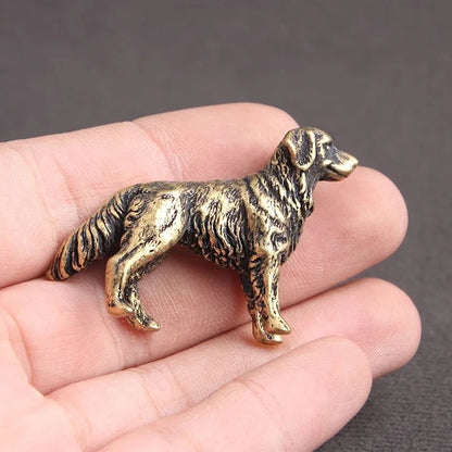 Mini Brass Copper Metal Dog Figurine – Desk Buddy Ornament Collectible
