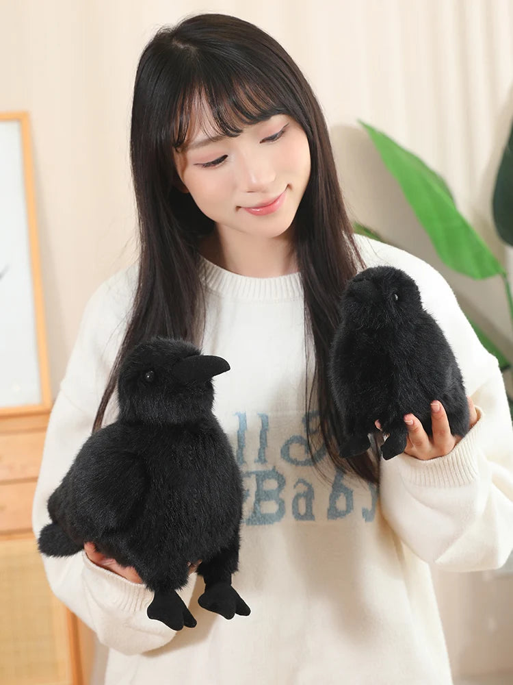 Realistic Crow Raven Plush – 15cm or 20cm Black Bird Soft Toy