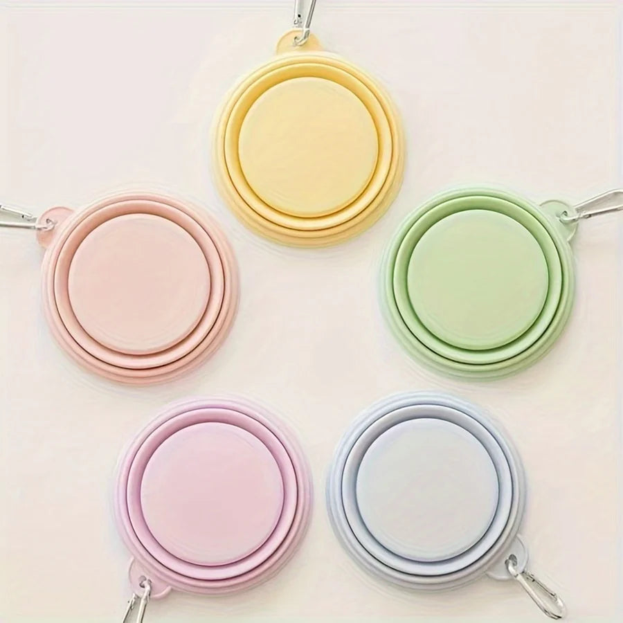Portable Hanging Silicone Dog Pet Bowl – Foldable Travel Food & Water Bowl for Pets - Pastel Colours