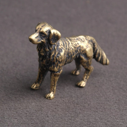 Mini Brass Copper Metal Dog Figurine – Desk Buddy Ornament Collectible
