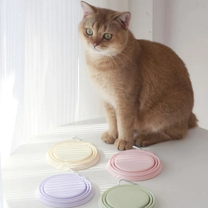 Portable Hanging Silicone Dog Pet Bowl – Foldable Travel Food & Water Bowl for Pets - Pastel Colours