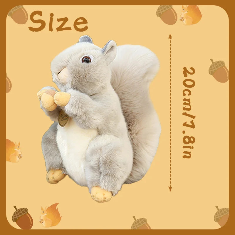 20cm Realistic Grey Squirrel Plush Soft Toy Holding Acorn