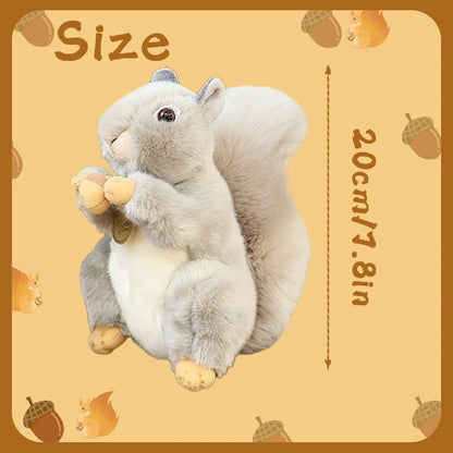 20cm Realistic Grey Squirrel Plush Soft Toy Holding Acorn