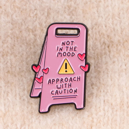 Approach with Caution Funny Sarcastic Enamel Brooch Lapel Pin Badge Novelty Gift