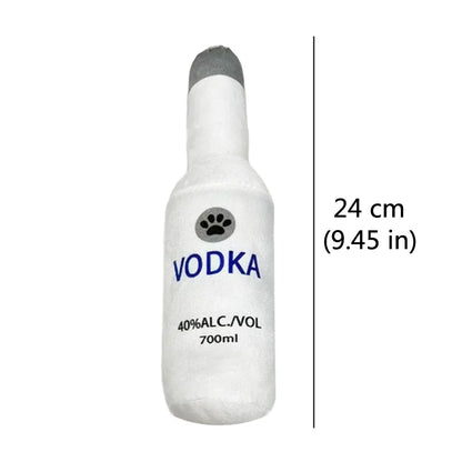 Funny Squeaky Dog Toy Beer Wine Alcohol Bottle Shaped Pet Dog Plush Toy Gift Comedy Novelty Fun Silly