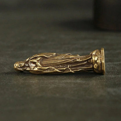 Mini Brass Copper Metal Blessed Holy Mother Mary Figurine – Desk Ornament Collectible