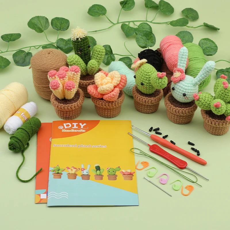 3/6pcs DIY Beginners Plant Succulent Crochet Starter Kit