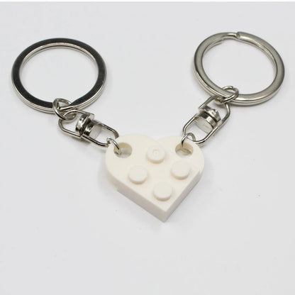 Couple Friends Heart-Shaped Keychain Keyring Set - Matching Design Gift