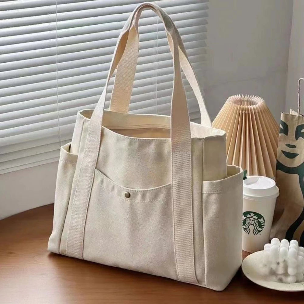 Large Capacity Canvas Tote Bag – Everyday Shoulder Bag for Work, School & Shopping