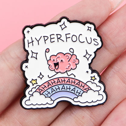 Hyperfocus ADHD Brain Funny Enamel Brooch Lapel Pin Badge Gift Neurodivergent