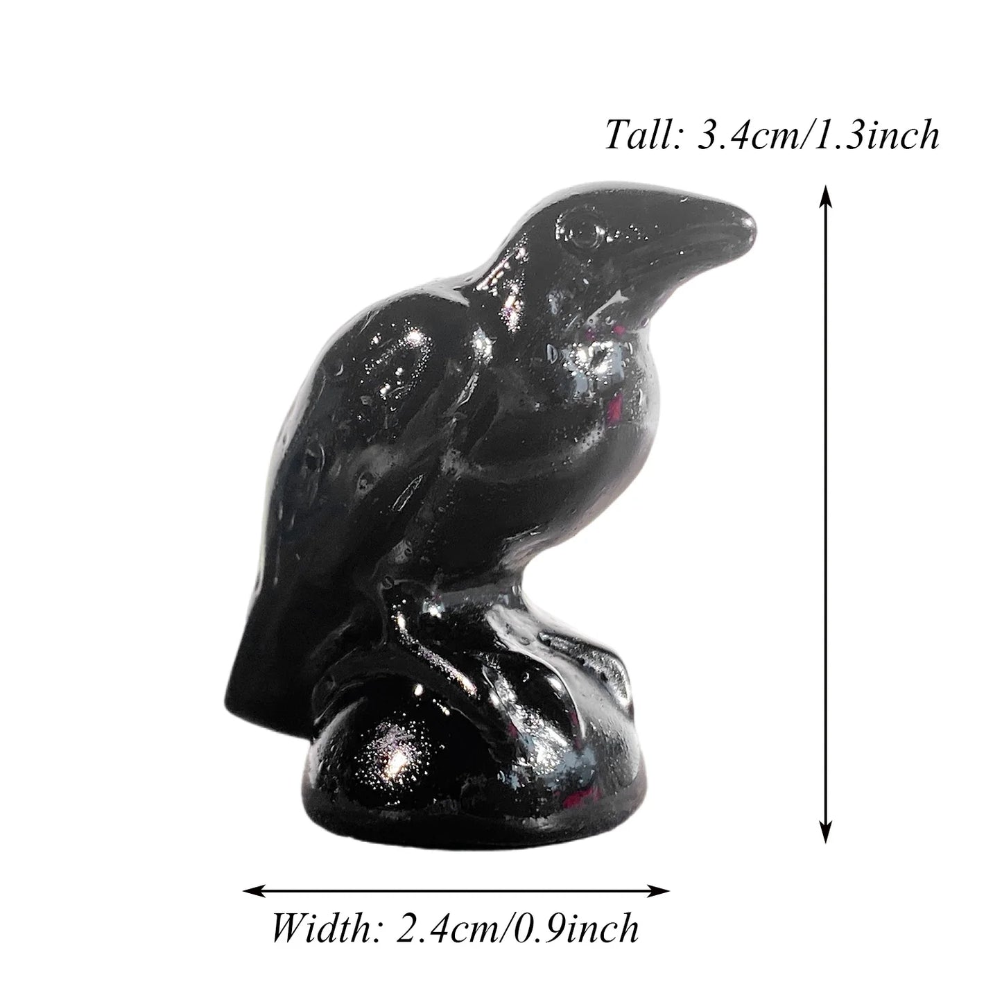Obsidian Crystal Crow Figurine – Hand-Carved Natural Stone Animal Crow Figure for Chakra Energy Healing & Home Décor