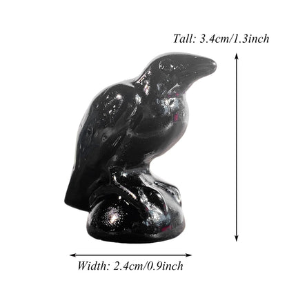 Obsidian Crystal Crow Figurine – Hand-Carved Natural Stone Animal Crow Figure for Chakra Energy Healing & Home Décor