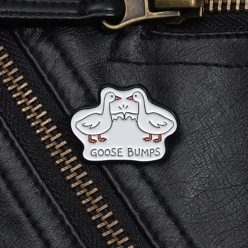 Goose Bumps Geese Enamel Pin Badge Cute Funny Duck Cartoon Animal Brooch Backpack Hat Lapel Accessories