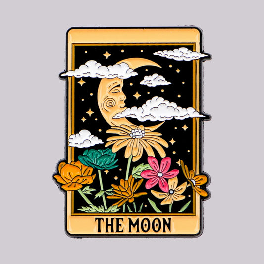 The Moon Tarot Card Style Enamel Pin Badge Brooch Lapel Backpack Bag