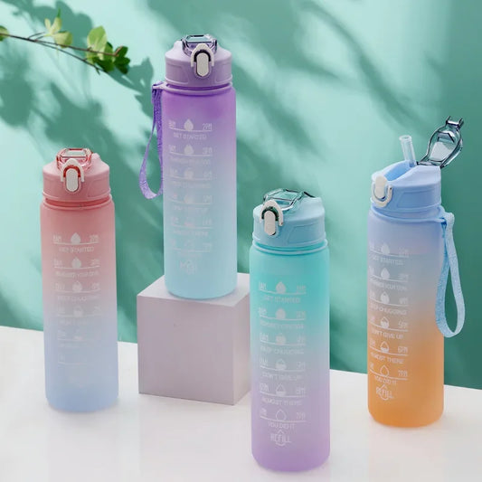 750ml Motivational Sports Water Bottle with Printed Time Marker – Leakproof & Portable