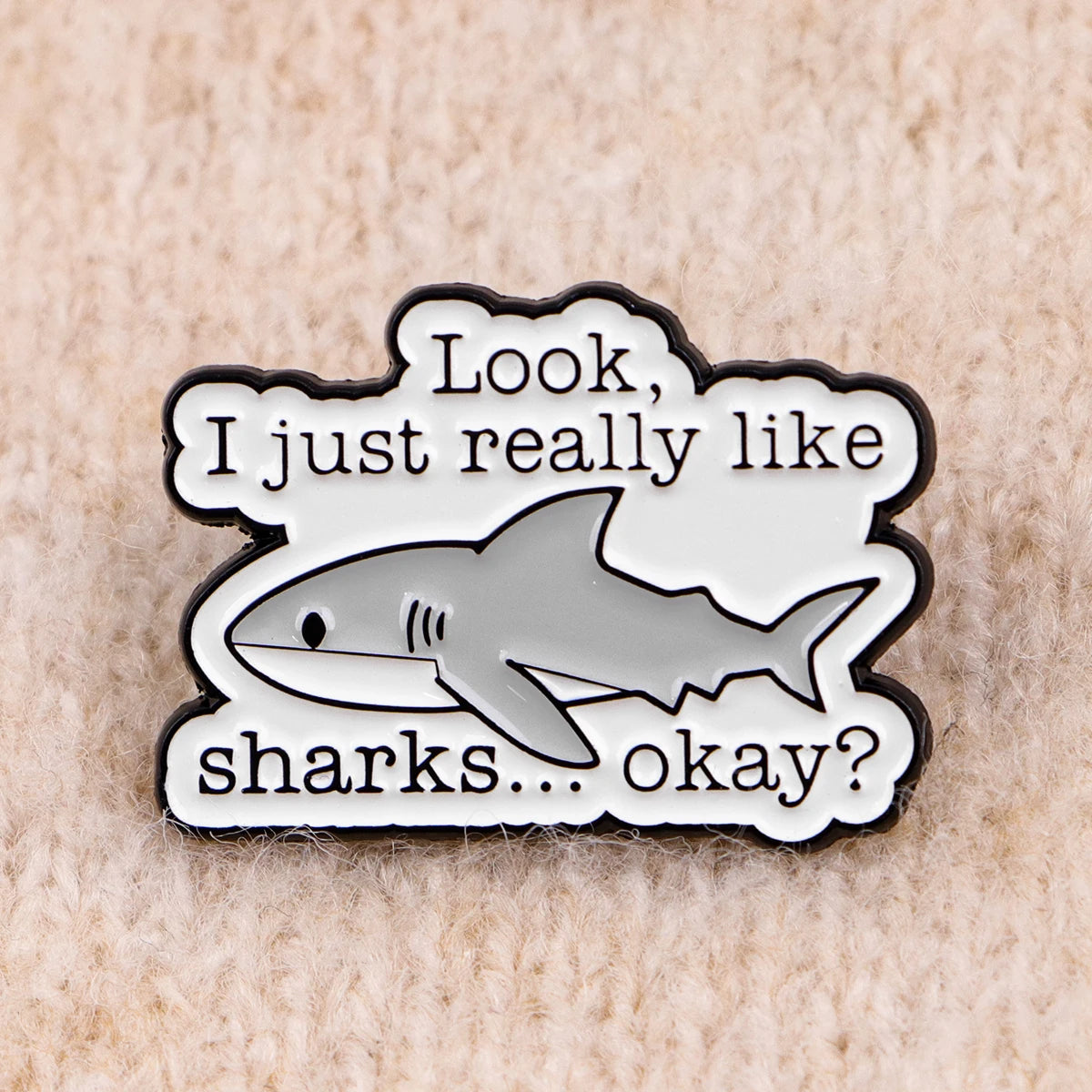 Shark Lovers Funny Enamel Brooch Lapel Pin Badge Novelty Gift