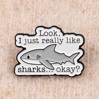 Shark Lovers Funny Enamel Brooch Lapel Pin Badge Novelty Gift