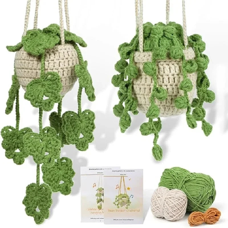 Crochet Hanging Plant Kit for Beginners – Includes Yarn, Tools & Video Tutorial