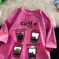 Cat Coffee T-Shirt – Cute Mocha Latte Graphic Tee for Men & Women | Summer Loose Fit Cotton