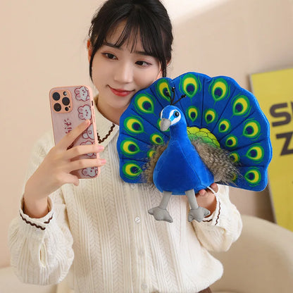 23cm Realistic Peacock Plush Soft Toy – Beautiful Green or Blue Design