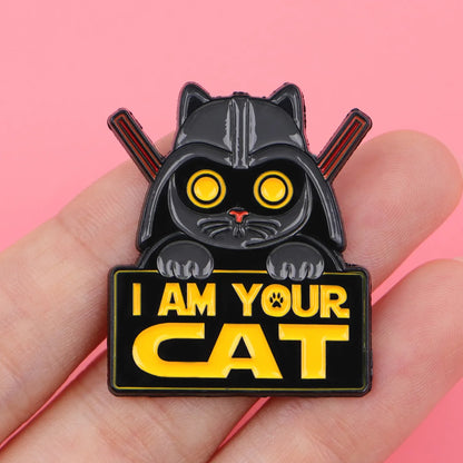 I Am Your Cat Funny Black Cat Cosplay Enamel Brooch Lapel Pin Badge Novelty Gift