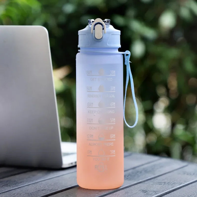 750ml Motivational Sports Water Bottle with Printed Time Marker – Leakproof & Portable