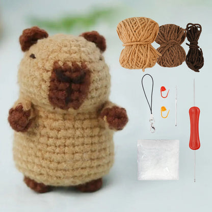 Capybara DIY Crochet Kits, Cute Animal Crochet Craft Kit Set for Beginners