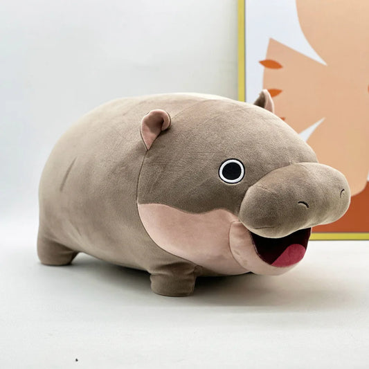 21cm/42cm Happy Fat Chubby Hippo Plush Soft Stuffed Toy Moo Deng Cute Cartoon Hippo